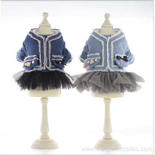 Latest Popular Dog Jean Dress Pet Bubble Dress